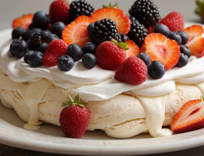 Australian Pavlova Recipe with Fresh Fruit and Soft Cream Topping