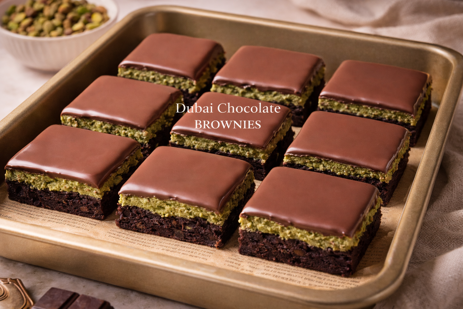 Dubai Chocolate Brownies: Rich Fudgy Texture & Premium Cocoa Flavor