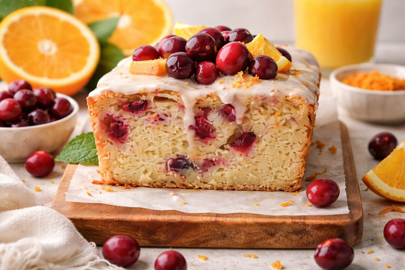 Cranberry Orange Breakfast Bread with Balanced Sweet and Tangy Flavor