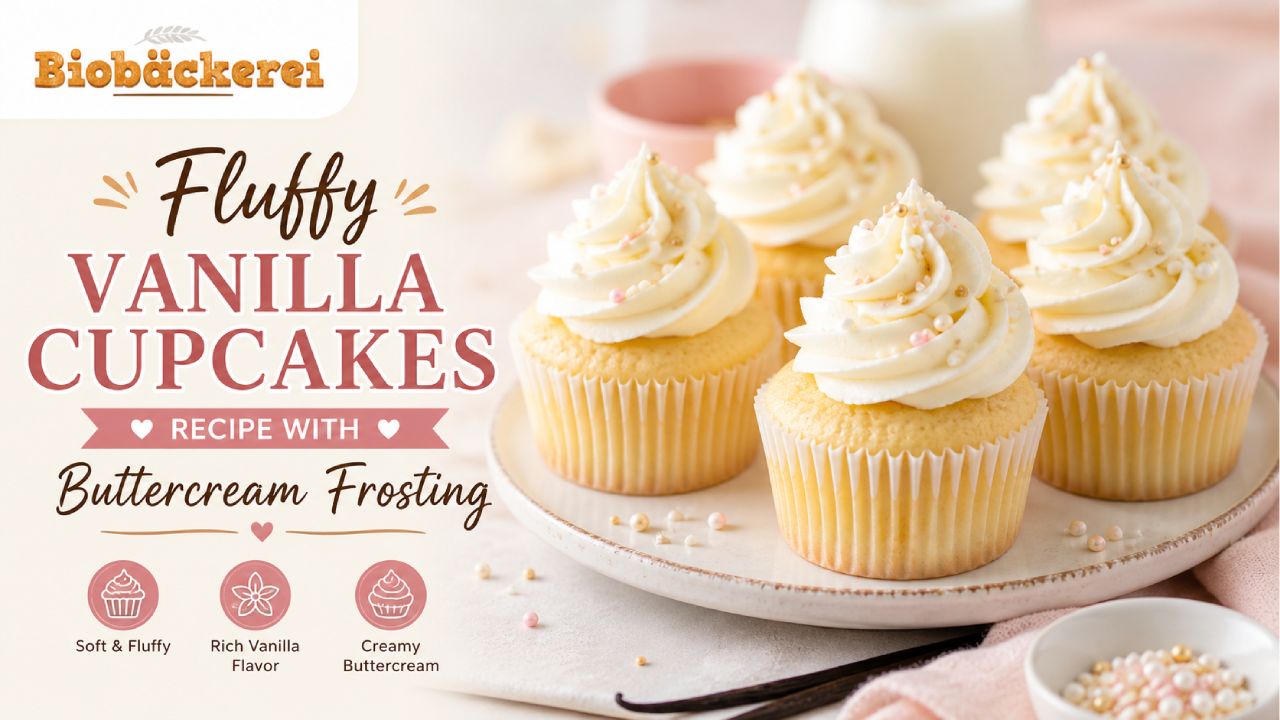Fluffy Vanilla Cupcakes Recipe with Buttercream Frosting