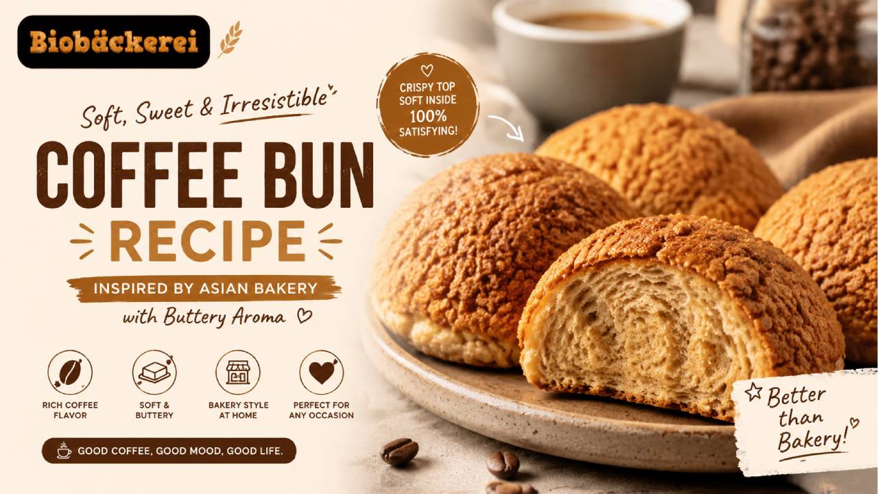 Simple Coffee Bun Recipe Inspired by Asian Bakery with Buttery Aroma