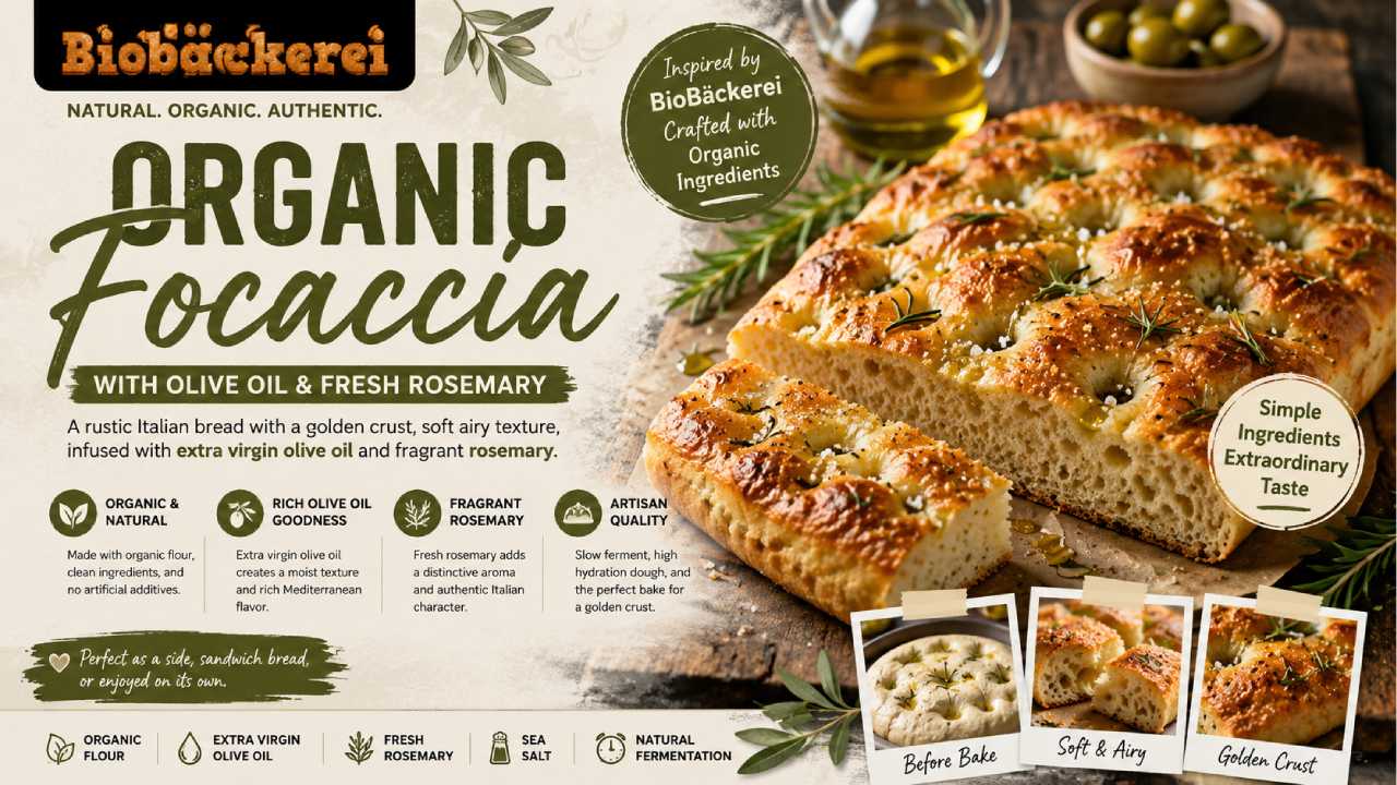 Organic Focaccia Recipe Inspired by BioBäckerei with Olive Oil and Fresh Rosemary
