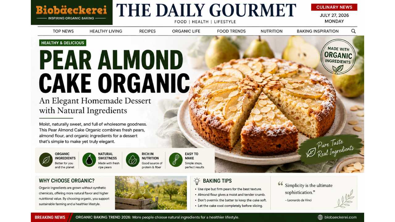 Pear Almond Cake Organic: An Elegant Homemade Dessert with Natural Flavor