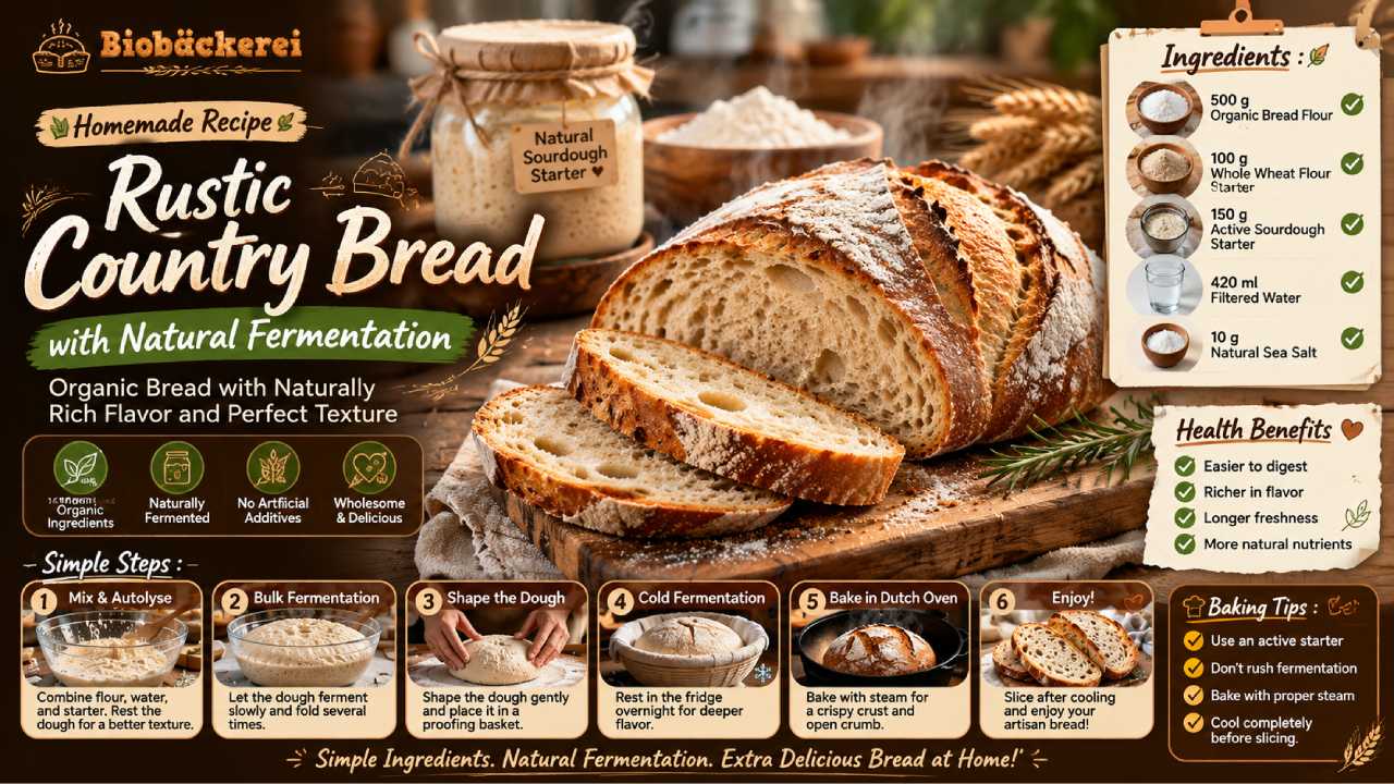 Rustic Country Bread with Natural Fermentation: An Organic Bread Recipe Worth Baking
