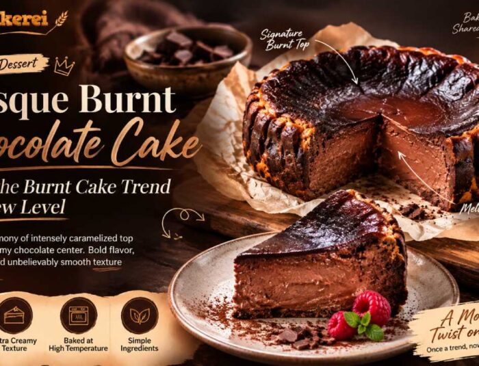 Basque Burnt Chocolate Cake Takes the Burnt Cake Trend to a New Level