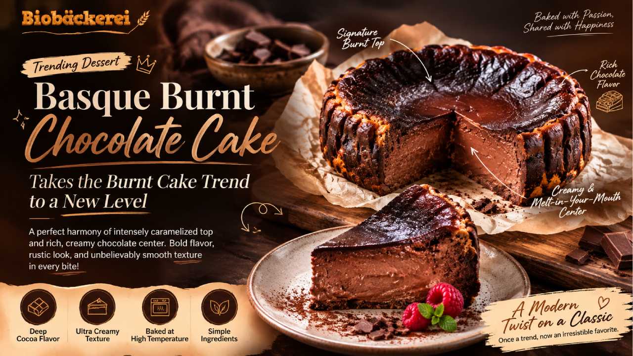 Basque Burnt Chocolate Cake Takes the Burnt Cake Trend to a New Level