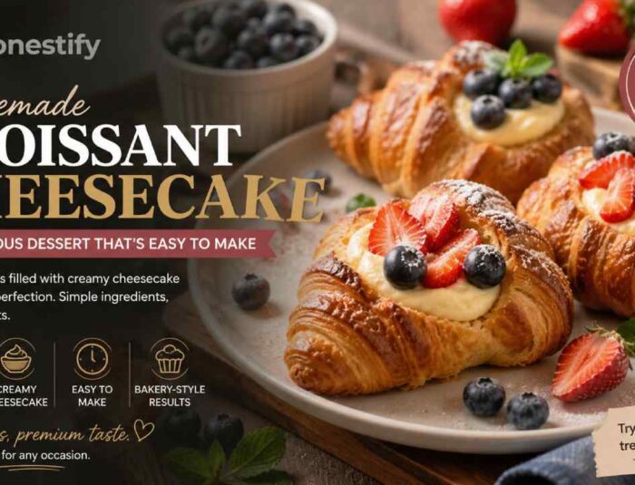 Croissant Cheesecake Homemade, a Luxurious Dessert That Is Easy to Make