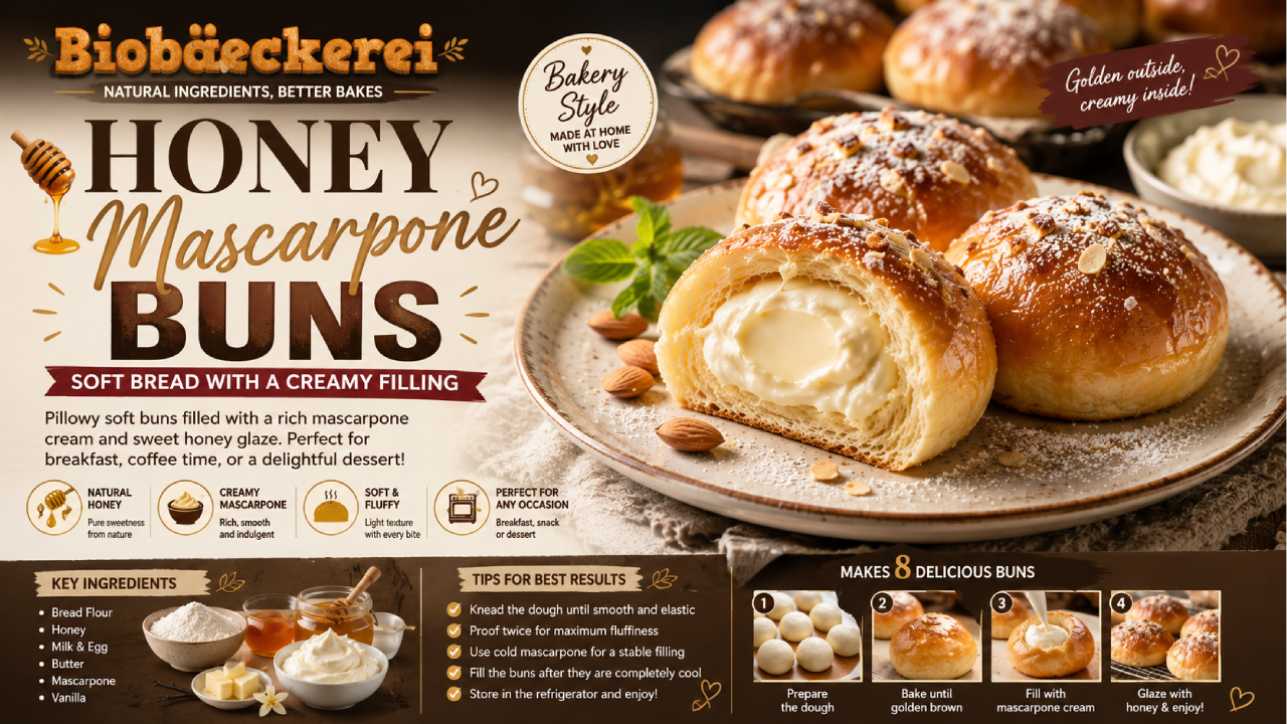 Honey Mascarpone Buns Recipe: Soft Bread with a Creamy Honey Filling