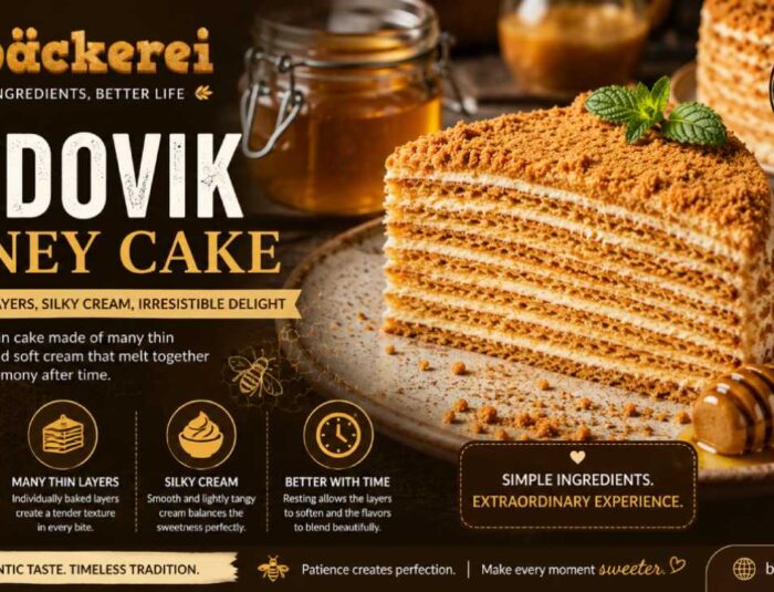 Medovik Cake Charms with Thin Honey Layers and Silky Cream