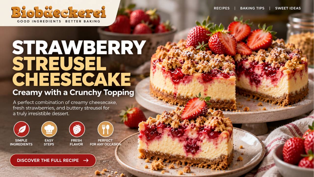 Strawberry Streusel Cheesecake Recipe, Creamy with a Crunchy Topping